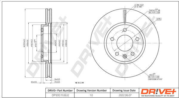 Bremsscheibe Vorderachse Dr!ve+ DP1010.11.0632 Bremsscheibe Vorderachse Dr!ve+ DP1010.11.0632 von Dr!ve+