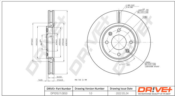 Bremsscheibe Vorderachse Dr!ve+ DP1010.11.0850 Bremsscheibe Vorderachse Dr!ve+ DP1010.11.0850 von Dr!ve+