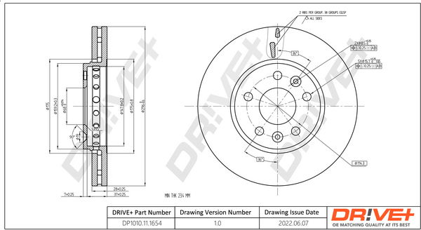 Bremsscheibe Vorderachse Dr!ve+ DP1010.11.1654 Bremsscheibe Vorderachse Dr!ve+ DP1010.11.1654 von Dr!ve+