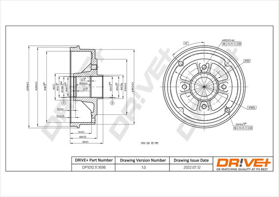 Bremstrommel Hinterachse Dr!ve+ DP1010.11.1698 Bremstrommel Hinterachse Dr!ve+ DP1010.11.1698 von Dr!ve+