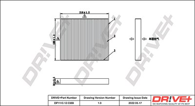 Dr!ve+ Filter, Innenraumluft [Hersteller-Nr. DP1110.12.0369] für Lexus, Mazda, Subaru, Suzuki, Toyota von Dr!ve+