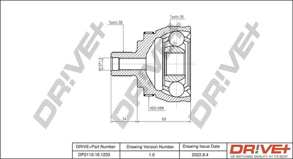 Gelenksatz, Antriebswelle Vorderachse radseitig Dr!ve+ DP2110.10.1233 Gelenksatz, Antriebswelle Vorderachse radseitig Dr!ve+ DP2110.10.1233 von Dr!ve+