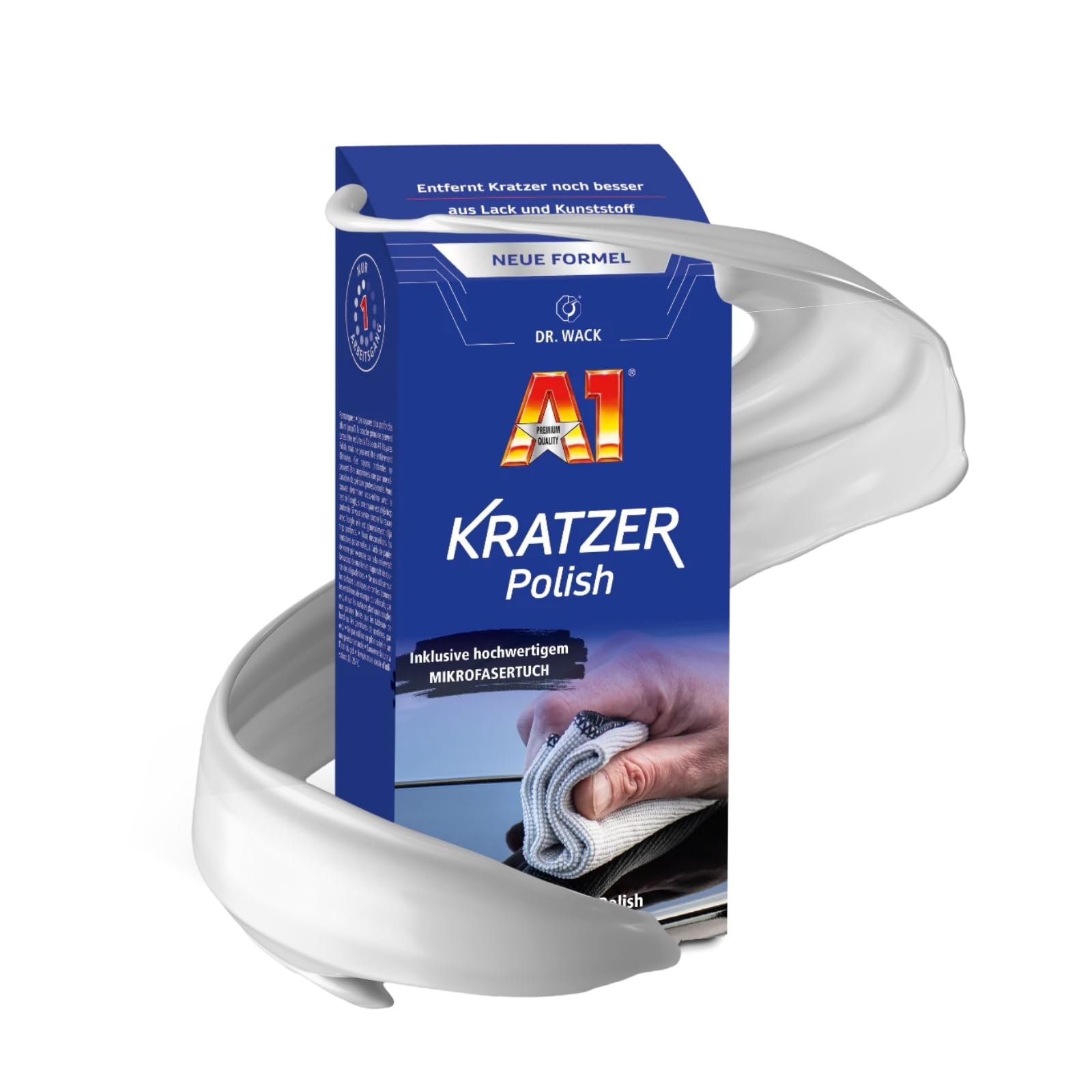 Dr. Wack – A1 Kratzer Polish – NEUE FORMEL 50 ml inkl. Mikrofasertuch Auto-Politur zur Entfernung von Feinkratzern für Lack & Kunststoffe geeignet Hochwertige Autopflege – Made in Germany von DR. WACK