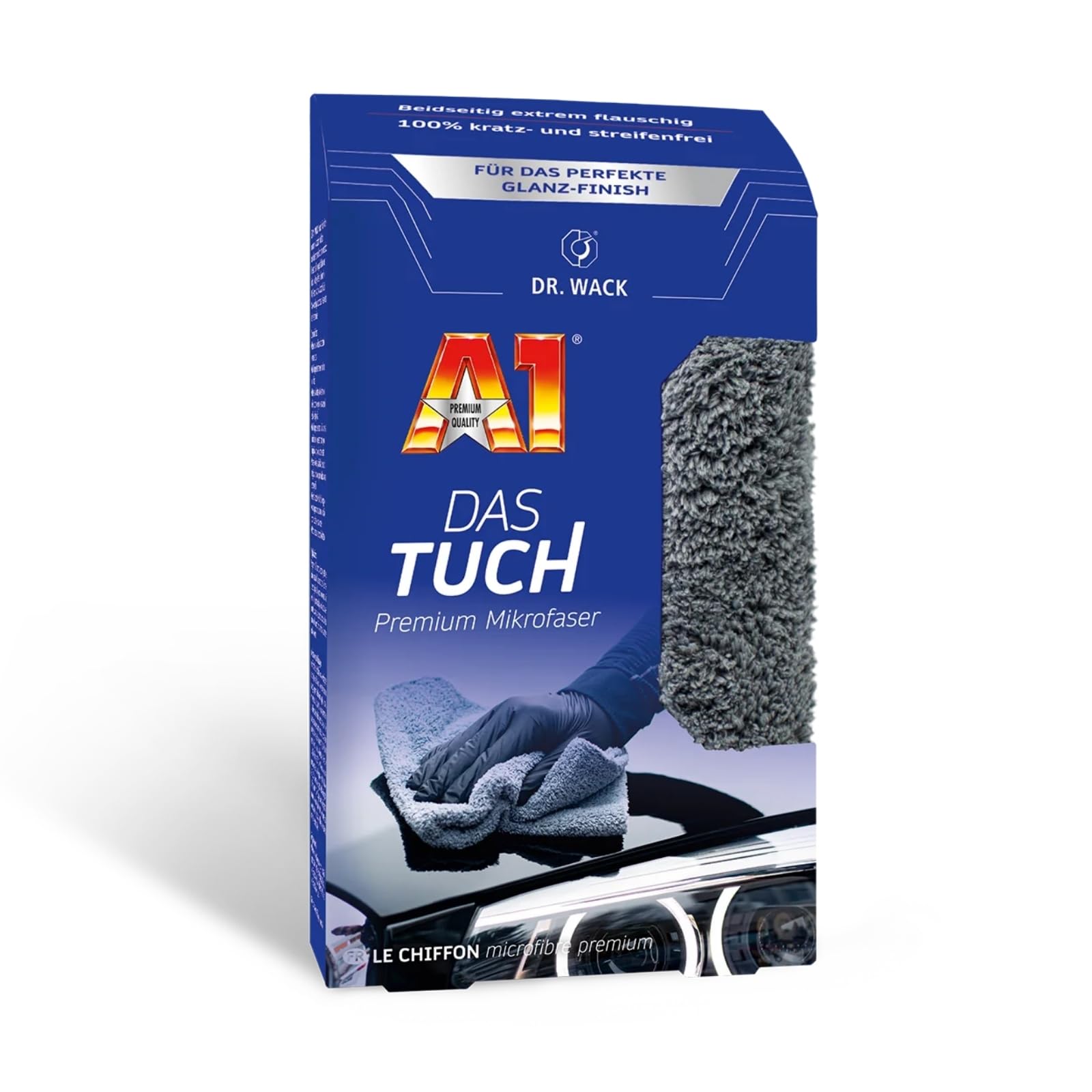 DR. WACK DAS Tuch Mikrofasertuch 40 x 40 cm - extrem weiches & saugstarkes Reinigungstuch für Auto - 100% fusselfreies Poliertuch - kratzfreie & schonende Autoreinigung - Hochwertige Autopflege von Dr. Wack