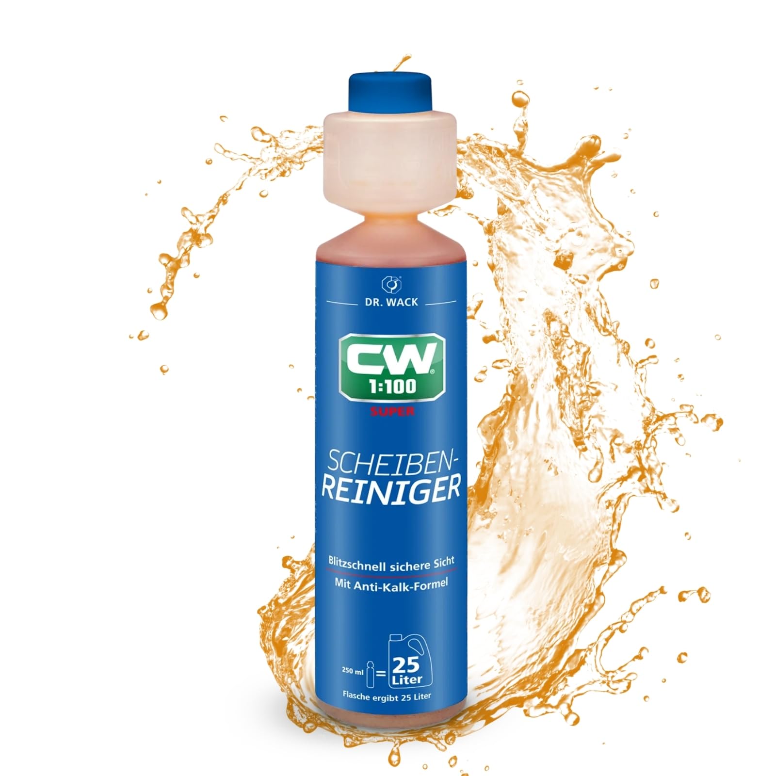 Dr. Wack – CW1:100 Super Scheibenreiniger 250 ml I Premium Konzentrat für alle Scheibenwaschanlagen & Scheinwerfer-Reinigungsanlagen I Hochwertige Autopflege – Made in Germany von DR. WACK