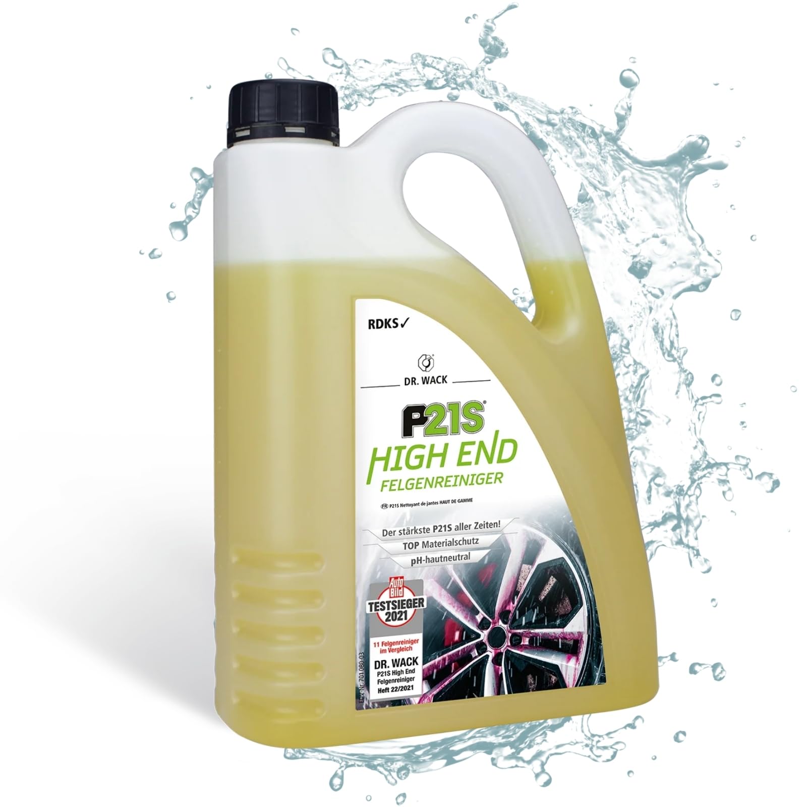 Dr. Wack – P21S HIGH END Felgenreiniger 2 L I Premium Felgen-Reinigung für alle Felgen I Testsieger I PH hautneutral I Hochwertige Felgenpflege – Made in Germany von DR. WACK