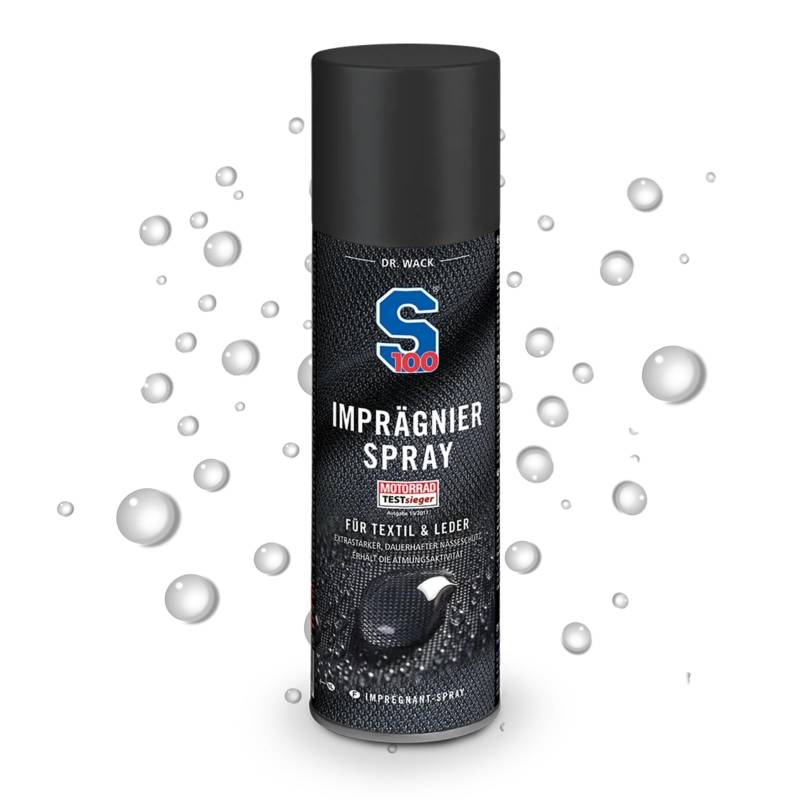 DR. WACK - S100 Imprägnierspray 300 ml - Imprägnierung Motorradbekleidung - Schutz vor Nässe, Ausbleichen & Verdunstungskälte - Imprägniermittel für Textilien & Leder - Hochwertige Motorradpflege von Dr. Wack