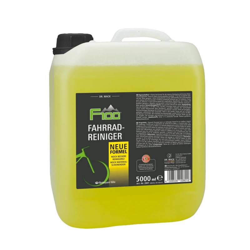DR. WACK F100 Fahrradreiniger 5000 ml - Reinigungsmittel für das gesamte Fahrrad - Effektives Fahrradpflegemittel - Reinigungsspray säurefrei & materialschonend - Hochwertige Fahrradpflege von DR. WACK