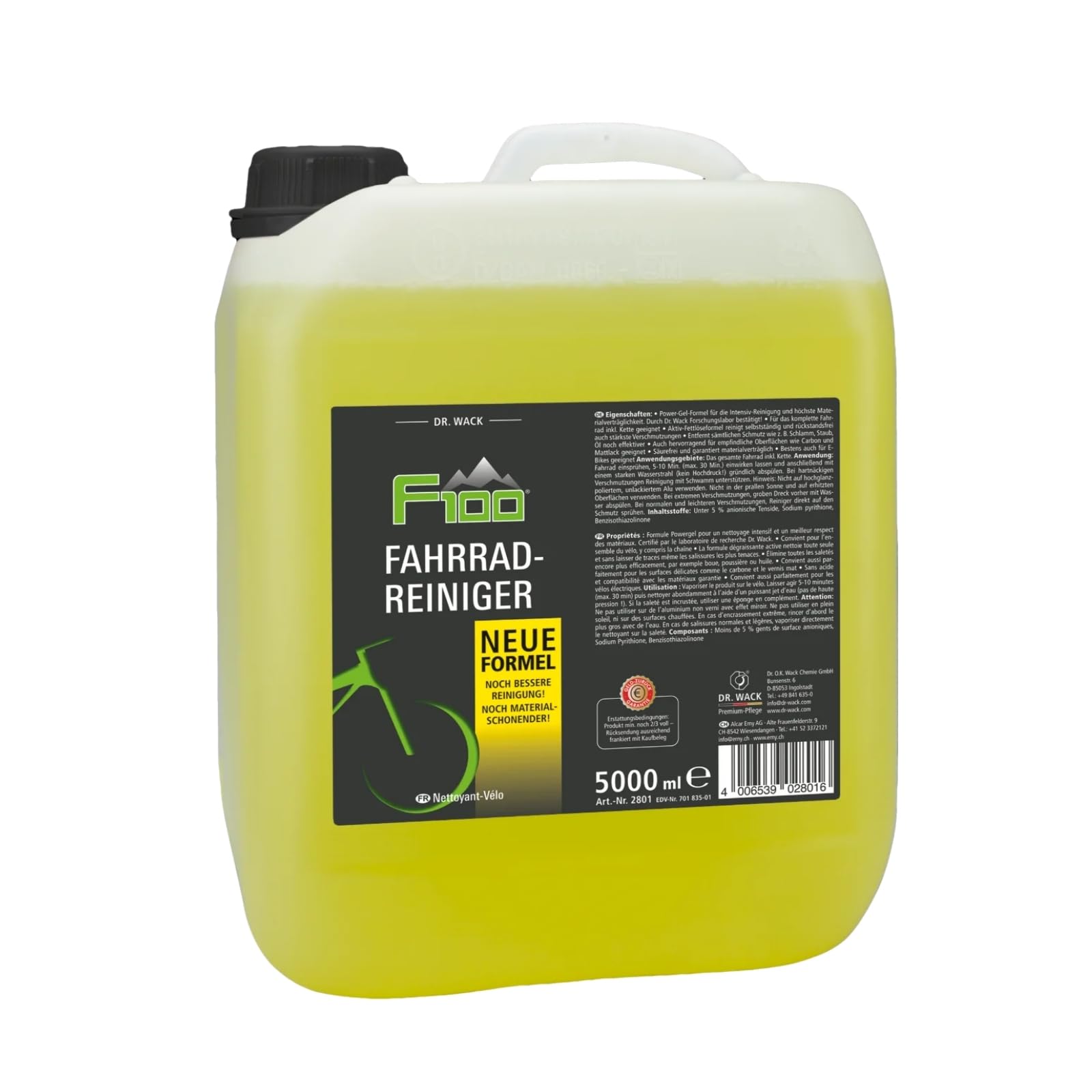 DR. WACK F100 Fahrradreiniger 5000 ml - Reinigungsmittel für das gesamte Fahrrad - Effektives Fahrradpflegemittel - Reinigungsspray säurefrei & materialschonend - Hochwertige Fahrradpflege DR. WACK F100 Fahrradreiniger 5000 ml - Reinigungsmittel für das gesamte Fahrrad - Effektives Fahrradpflegemittel - Reinigungsspray säurefrei & materialschonend - Hochwertige Fahrradpflege von DR. WACK