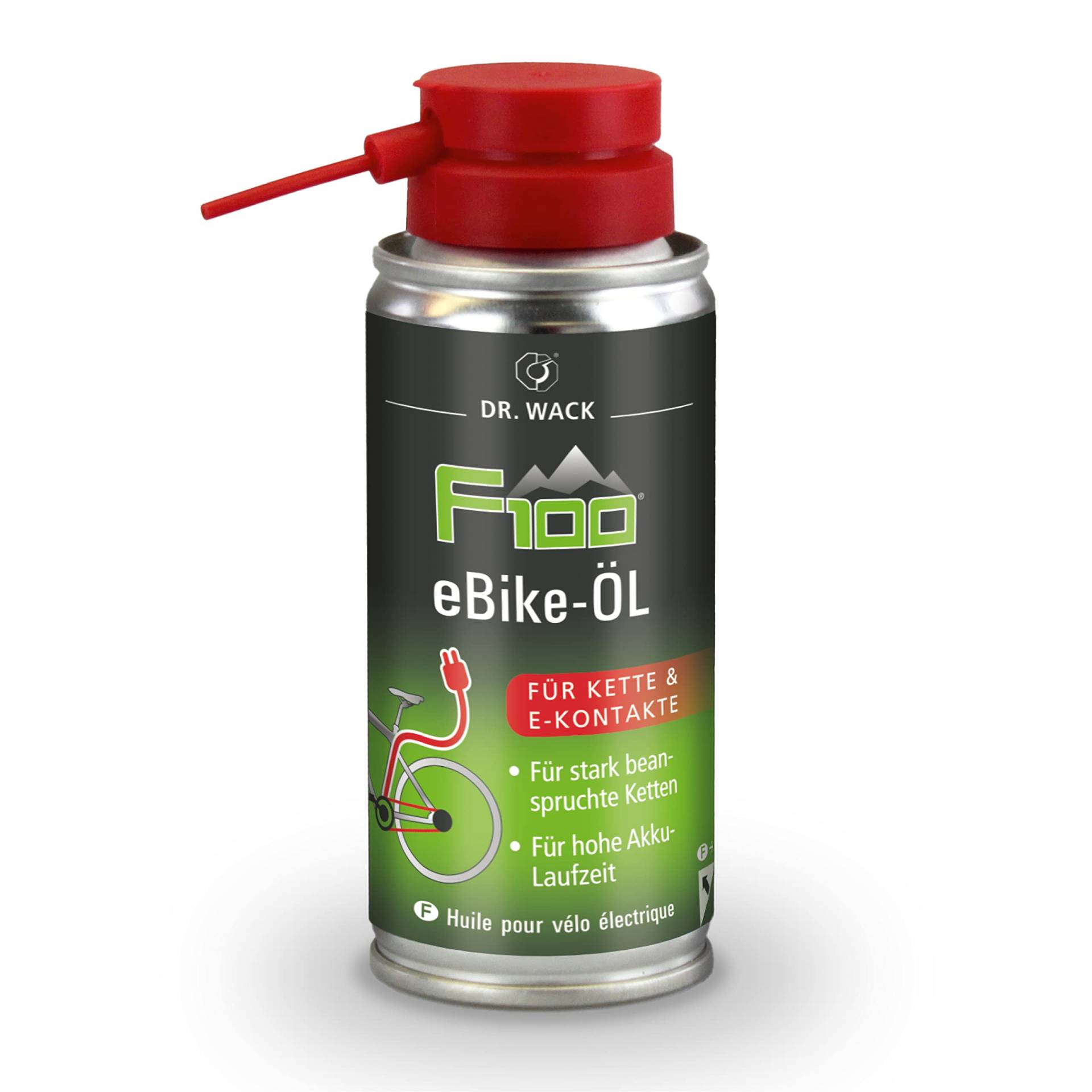 Dr. Wack - F100 eBike-Öl – Spray 100 ml I Premium Fahrrad Ketten- & Kontaktöl für weniger Reibung & Verschleiß I Kettenöl für E-Bike I Hochwertige Fahrradpflege – Made in Germany von DR. WACK