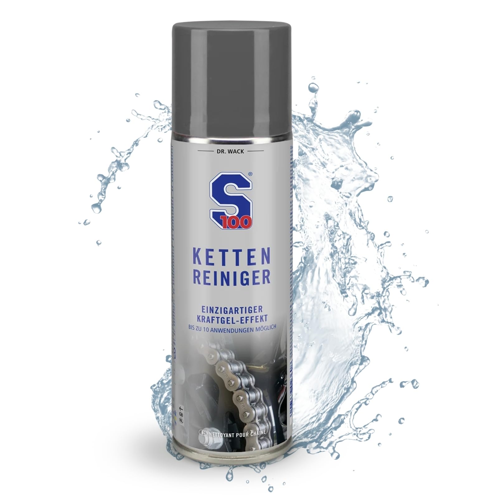 DR. WACK S100 Kettenreiniger 300 ml - Motorrad Kettenspray mit Gel-Formel - Schutz vor Verschleiß & Korrosion - Für für O/X/Z-Ring - Hochwertige Motorradpflege DR. WACK S100 Kettenreiniger 300 ml - Motorrad Kettenspray mit Gel-Formel - Schutz vor Verschleiß & Korrosion - Für für O/X/Z-Ring - Hochwertige Motorradpflege von Dr. Wack