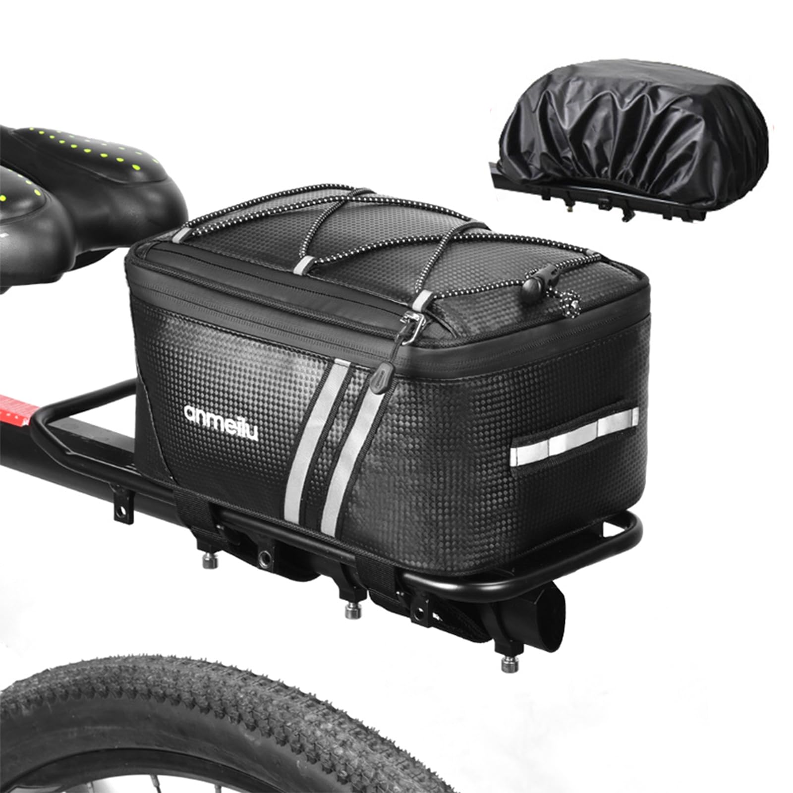 DragonX2 8l Fahrradtasche Fahrradtaschen Wasserdicht Fahrradtasche Leder Tasche Fahrrad Mit Reflektorstreifen, RegenhüLle, Sicherheitsgurten, Wasserdichtem ReißVerschluss, FüR Fahrradtransportartikel von DragonX2