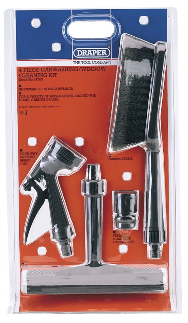 Draper 61206 Set für Autowäsche/Fensterreinigung, 4-teilig von Draper