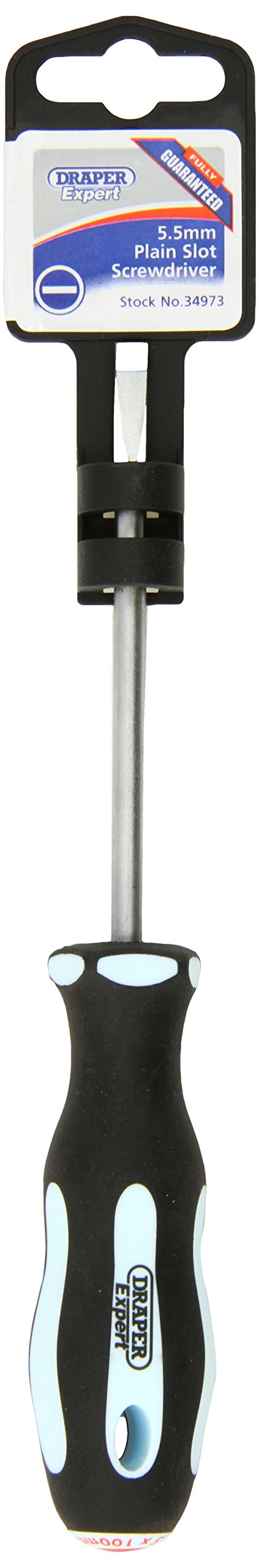 Draper Expert 34973 Kratzbaum Schlitz-Schraubendreher Parallel Spitze, weicher Griff, Schraubendreher, 5.5 x 100 mm von Draper