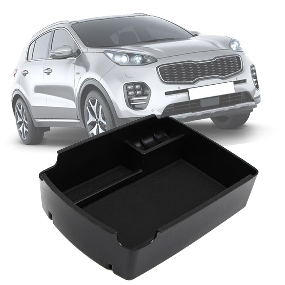 Dreamseek Mittelkonsolen Organizer passend für Kia Sportage QL 2017 2018 2019 2020 Handschuhfach Armlehnen Konsole Tablett Aufbewahrungsbox mit Innenraum Rutschfester Matte Autozubehör von Dreamseek