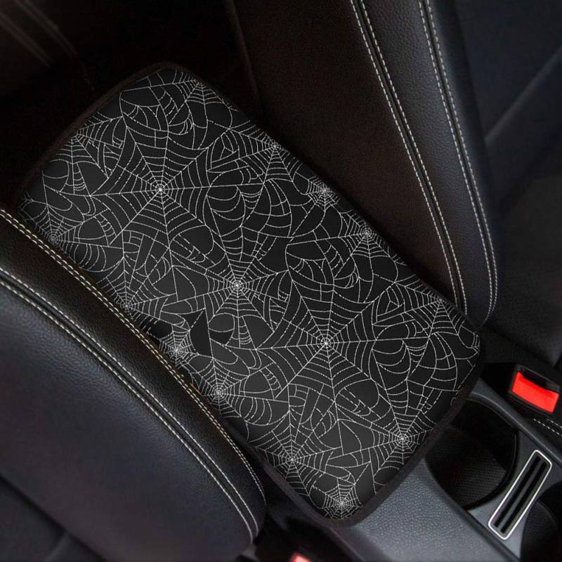 Dreaweet Stilvoller Spinnennetz-Aufdruck, schwarz, für die Mittelkonsole, Armlehne, Sitzbox, Schutz, Auto-Innenausstattung, Dekoration von Dreaweet
