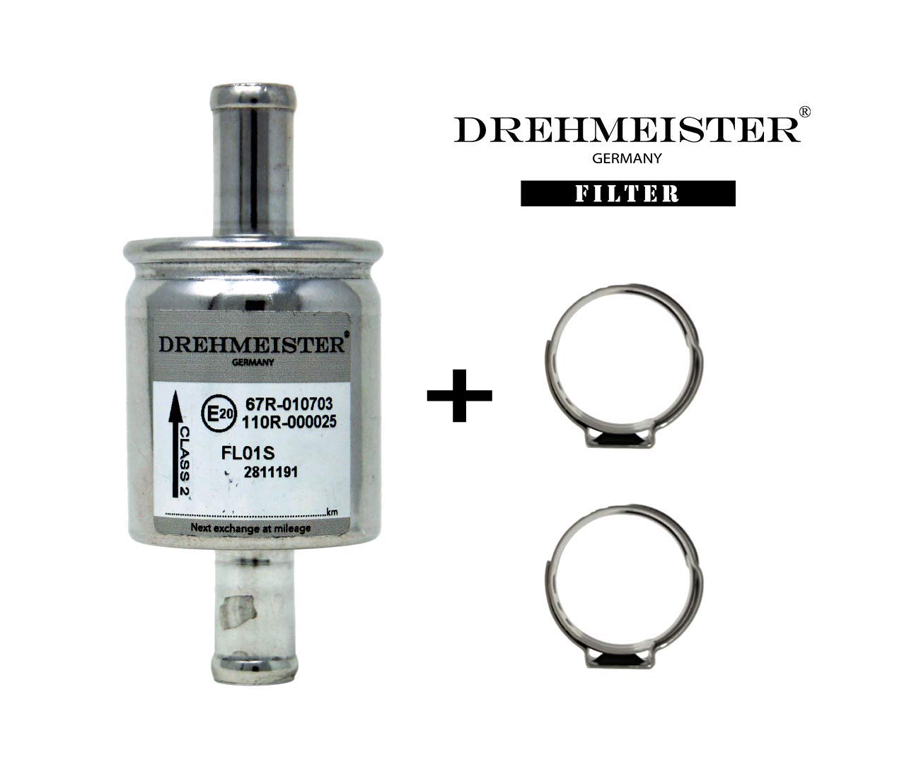 DREHMEISTER Premium Gasfilter LPG Filter Set inkl. Qualitätsschellen 12mm x 12mm BRC BIGAS ZAVOLI STARGAS KME Stag Lovato Zenit von Drehmeister