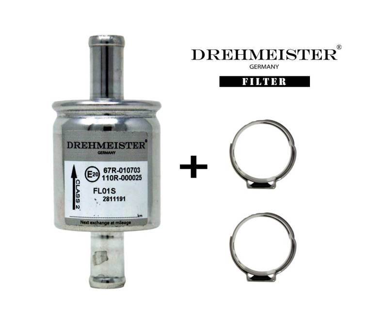 DREHMEISTER Premium Gasfilter LPG Filter Set inkl. Qualitätsschellen 14mm x 14mm Landi Renzo von Drehmeister