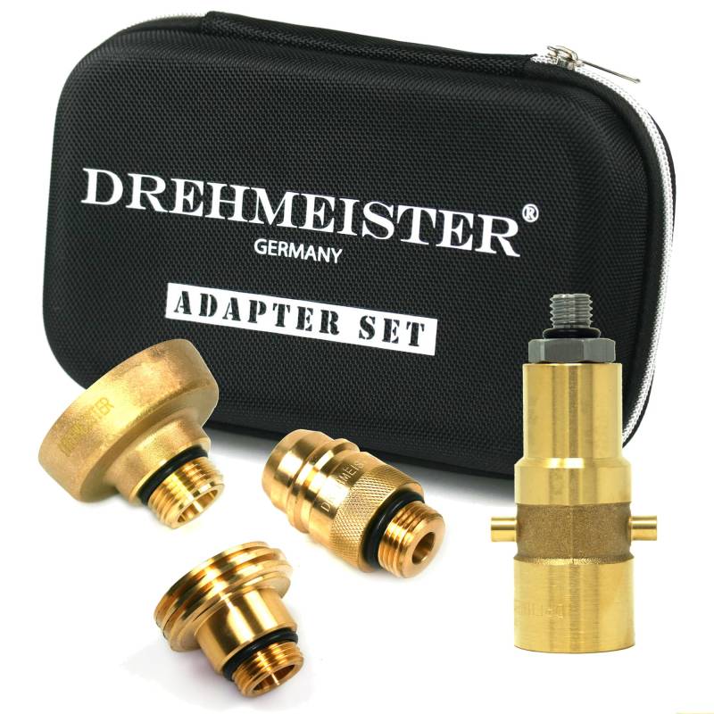 Drehmeister LPG Adapter Set M10 - extra lang - verstärkt - Tankadapter mit Etui - für Gasfahrzeuge - Alle Europa Autogas Adapter von Drehmeister