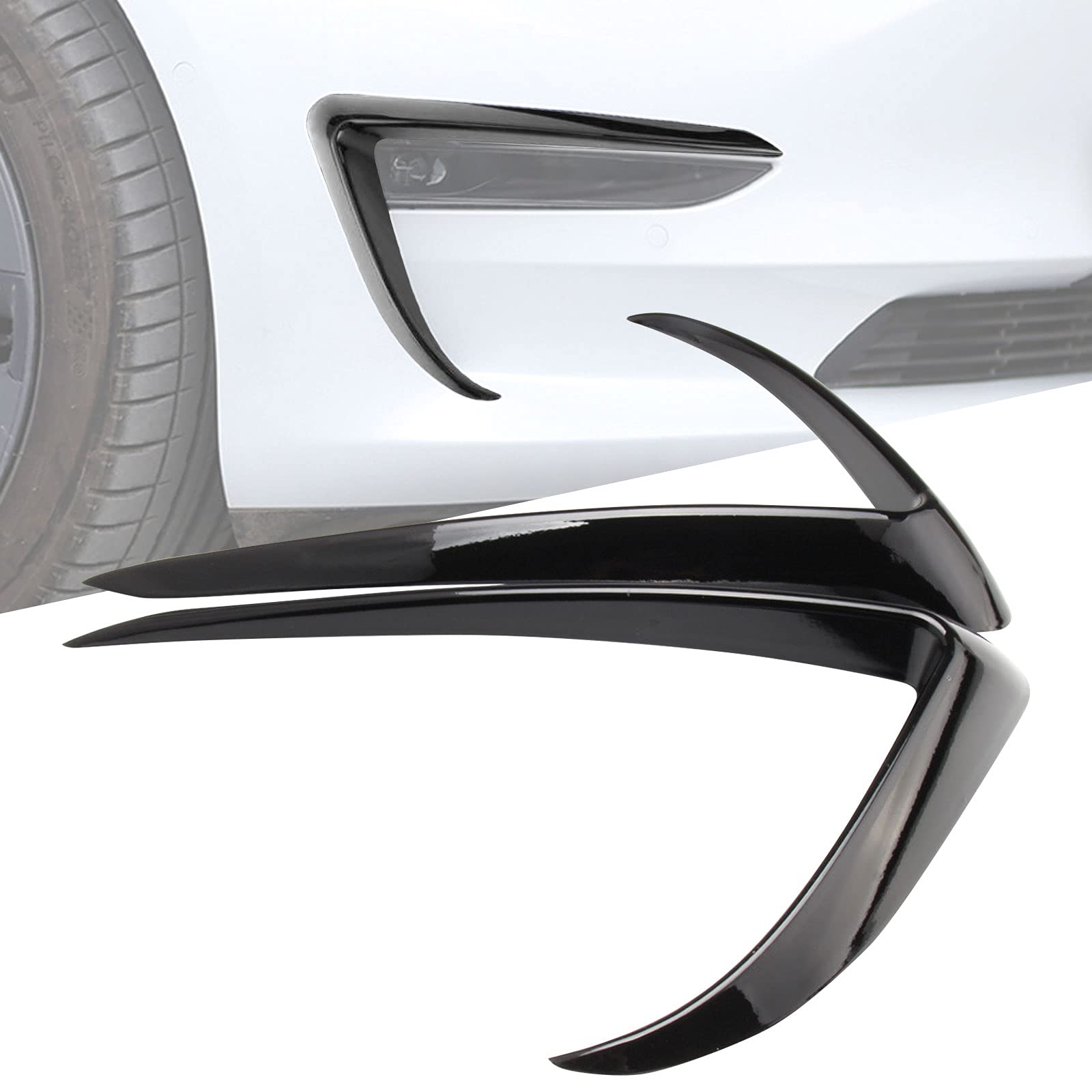 2 Stück Front Nebel Augenbraue Augenlid Trim Front Foglight Augenbrauen Augenlider Cover Trim für Tesla Model 3 Zubehör (Schwarz) von DriSubt
