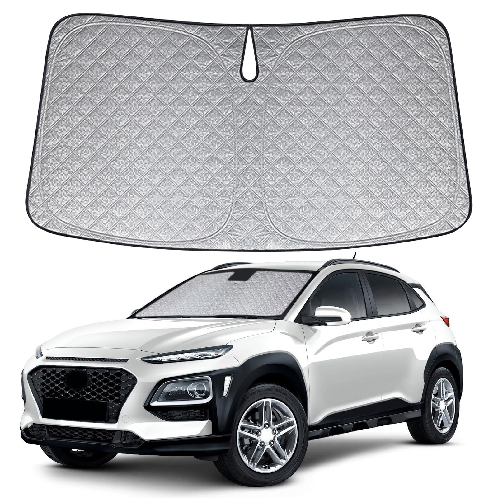 Auto Frontscheibe Innen Sonnenschirm Abdeckung Geeignet für Kona 2017-2024, Sommer Windschutzscheibe Abdeckung (Hyundai Kona 2017-2024) von DriSubt