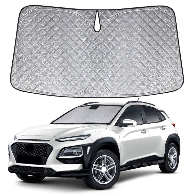 Auto Frontscheibe Innen Sonnenschirm Abdeckung Geeignet für Kona 2017-2024, Sommer Windschutzscheibe Abdeckung (Hyundai Kona 2017-2024) von DriSubt
