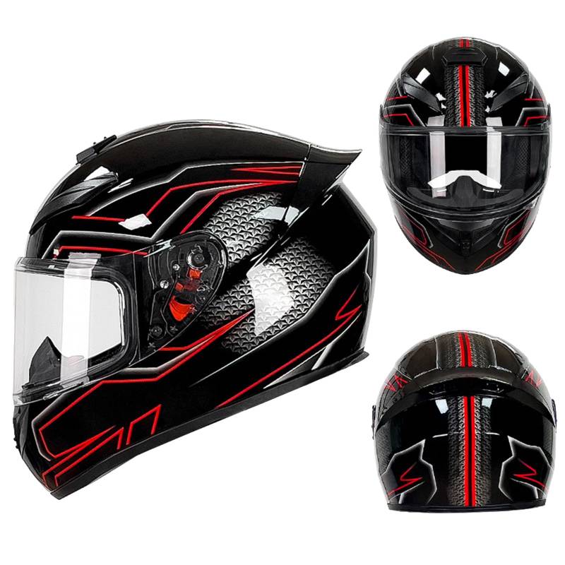 DriveNova Integralhelm mit Sonnenblende, Motorrad Helm Vollvisierhelm Mopedhelm für Herren Damen Atmungsaktiv DOT/ECE Zertifiziert von DriveNova