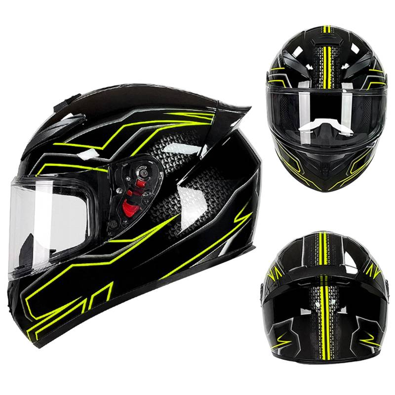 DriveNova Integralhelm mit Sonnenblende, Motorrad Helm Vollvisierhelm Mopedhelm für Herren Damen Atmungsaktiv DOT/ECE Zertifiziert von DriveNova