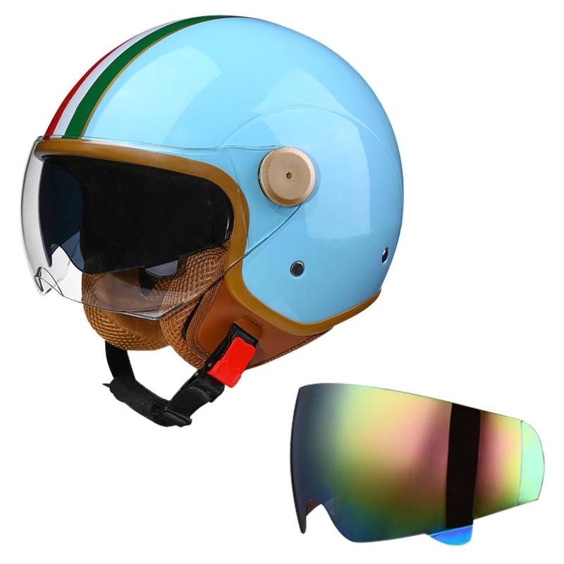 DriveNova Jethelm mit Doppelvisier, Retro Helm Motorrad Halbhelme Roller Helm Fashionhelm für Herren und Damen, DOT/ECE-Zertifizierung Jet Helm mit Visier Halbschalenhelm Chopper Helm von DriveNova