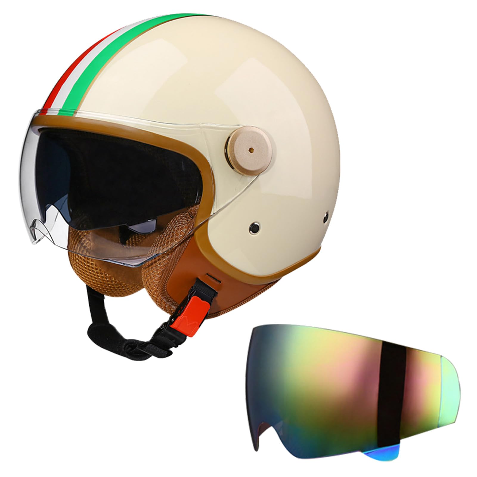 DriveNova Jethelm mit Doppelvisier, Retro Helm Motorrad Halbhelme Roller Helm Fashionhelm für Herren und Damen, DOT/ECE-Zertifizierung Jet Helm mit Visier Halbschalenhelm Chopper Helm DriveNova Jethelm mit Doppelvisier, Retro Helm Motorrad Halbhelme Roller Helm Fashionhelm für Herren und Damen, DOT/ECE-Zertifizierung Jet Helm mit Visier Halbschalenhelm Chopper Helm von DriveNova