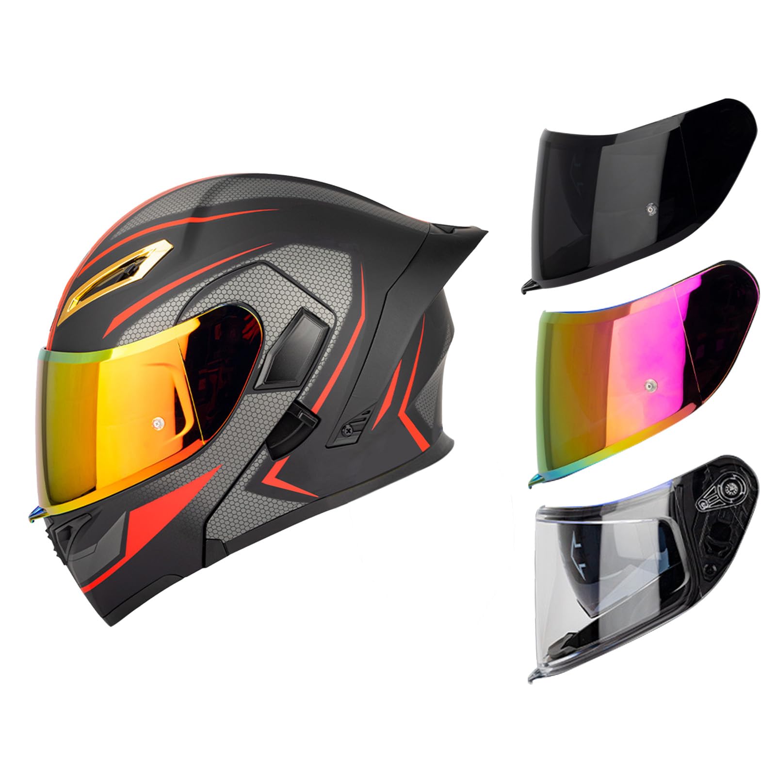 DriveNova Klapphelm Modularer Helm mit Doppelvisier, ECE/DOT Zertifiziert Motorrad Helm Integralhelm Jethelm für Erwachsene Damen und Herren DriveNova Klapphelm Modularer Helm mit Doppelvisier, ECE/DOT Zertifiziert Motorrad Helm Integralhelm Jethelm für Erwachsene Damen und Herren von DriveNova