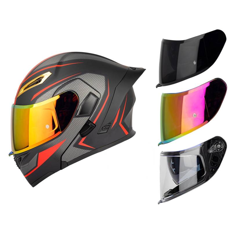 DriveNova Klapphelm Modularer Helm mit Doppelvisier, ECE/DOT Zertifiziert Motorrad Helm Integralhelm Jethelm für Erwachsene Damen und Herren von DriveNova