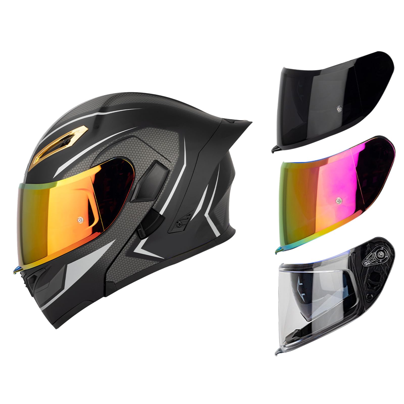 DriveNova Klapphelm Modularer Helm mit Doppelvisier, ECE/DOT Zertifiziert Motorrad Helm Integralhelm Jethelm für Erwachsene Damen und Herren DriveNova Klapphelm Modularer Helm mit Doppelvisier, ECE/DOT Zertifiziert Motorrad Helm Integralhelm Jethelm für Erwachsene Damen und Herren von DriveNova