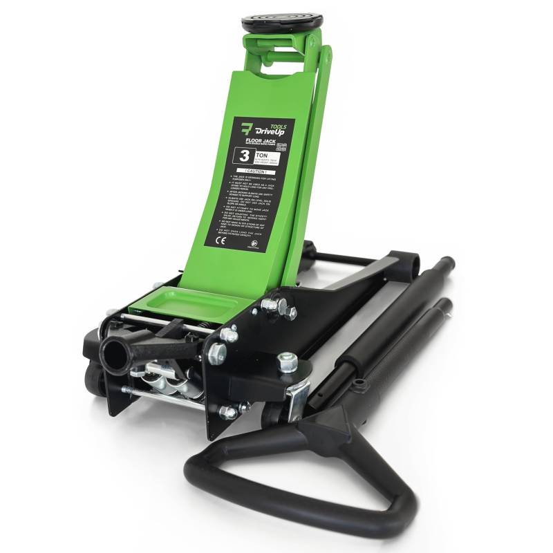 3T DRIVEUPTOOLS Hydraulischer Wagenheber mit niedrigem Profil für Autos | Hydraulischer Wagenheber für Wagen | Doppelkolbenhub 75–500 mm | Coch von DriveUpTools