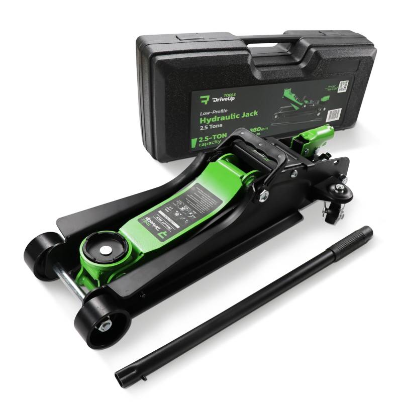 ​​Hydraulische Garagekrik 2,5T – Verstelbare hefhoogte 85-380 mm – Met rubberen pad en wielen – Krachtige krik voor Auto, SUV, Garage of werkplaats – Veilig & mobiel von DriveUpTools