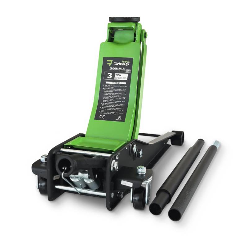 DRIVEUPTOOLS Hydraulischer Wagenheber mit niedrigem Profil für Autos | Hydraulischer Wagenheber für Wagen | Doppelkolbenhub 75–500 mm | Wagenheberkapazität bis zu 3000 kg von DriveUpTools