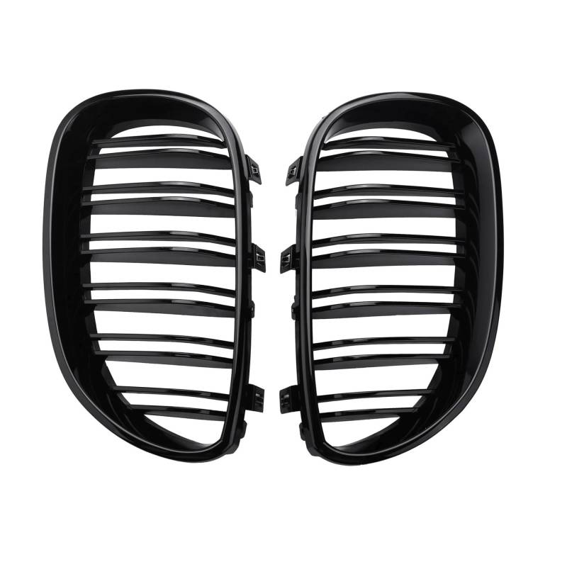 Front Kühlergrille Für E60 E61 Für 5er 2003 2004 2005 2006 2007-2010 1 Paar Glänzend Schwarzer Frontnierengrill Doppellamellen-Doppelliniengrill7 Kühlergrill Vorne von Drkxdt