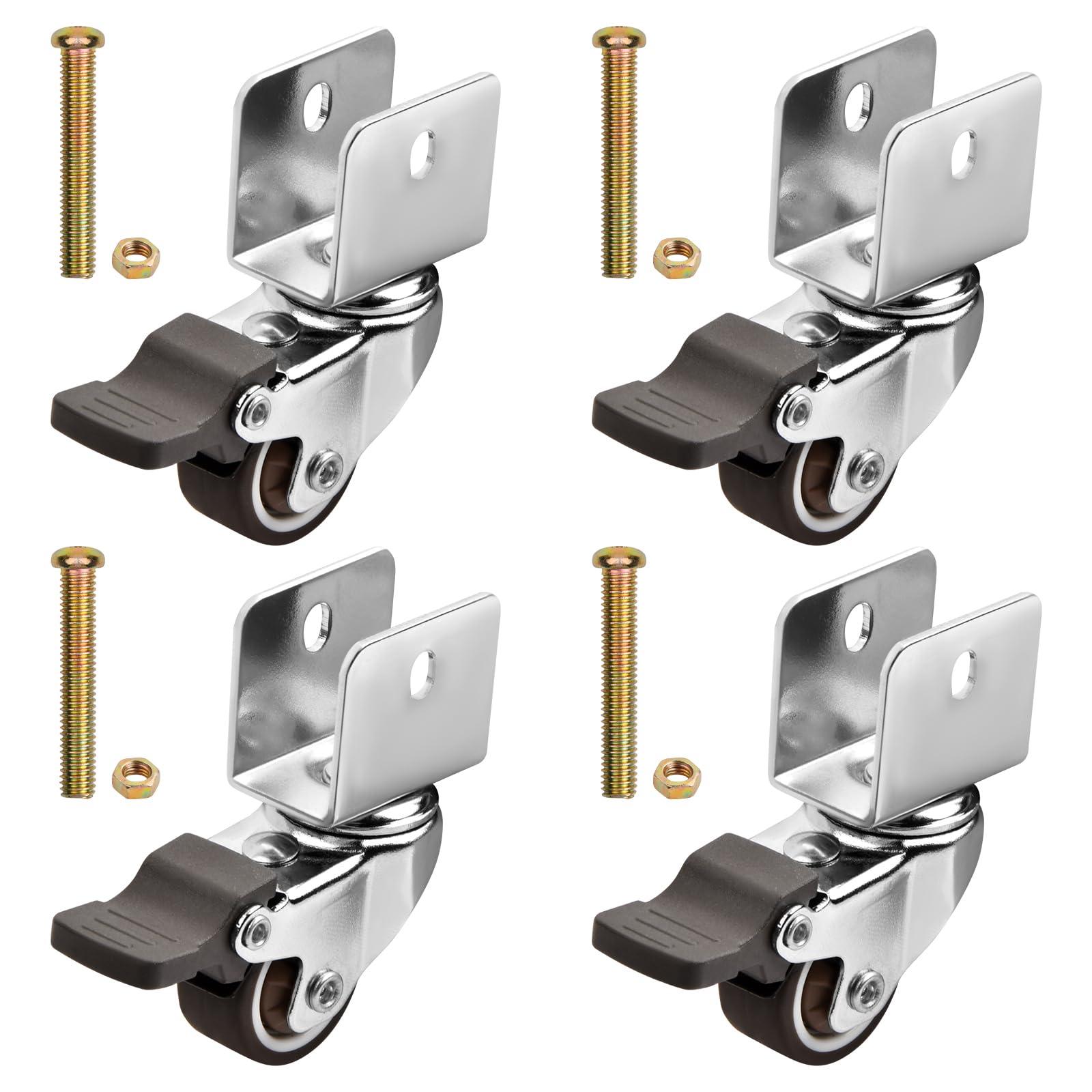 4 Pcs Kleine Möbelrollen 25mm Lenkrollen mit Bremse U-Typ Halterung Möbelrollen Lautlos Abrollende Gummirollen Lenkrollen für Möbel Transportrollen Industrierolle mit Schrauben Innen und Außen (A) 4 Pcs Kleine Möbelrollen 25mm Lenkrollen mit Bremse U-Typ Halterung Möbelrollen Lautlos Abrollende Gummirollen Lenkrollen für Möbel Transportrollen Industrierolle mit Schrauben Innen und Außen (A) von Drwosm