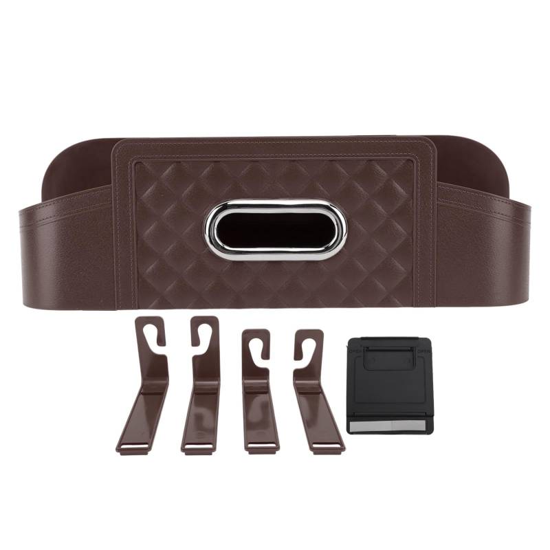 Dsacxixai Autoübergangssitz -Veranstalter des Rücksitzes, Multifunktionalorganisators, Regal Gaptasche mit integriertem Papiertuchhalter für die Reise und den täglichen Pendelverkehr (Braun) von Dsacxixai