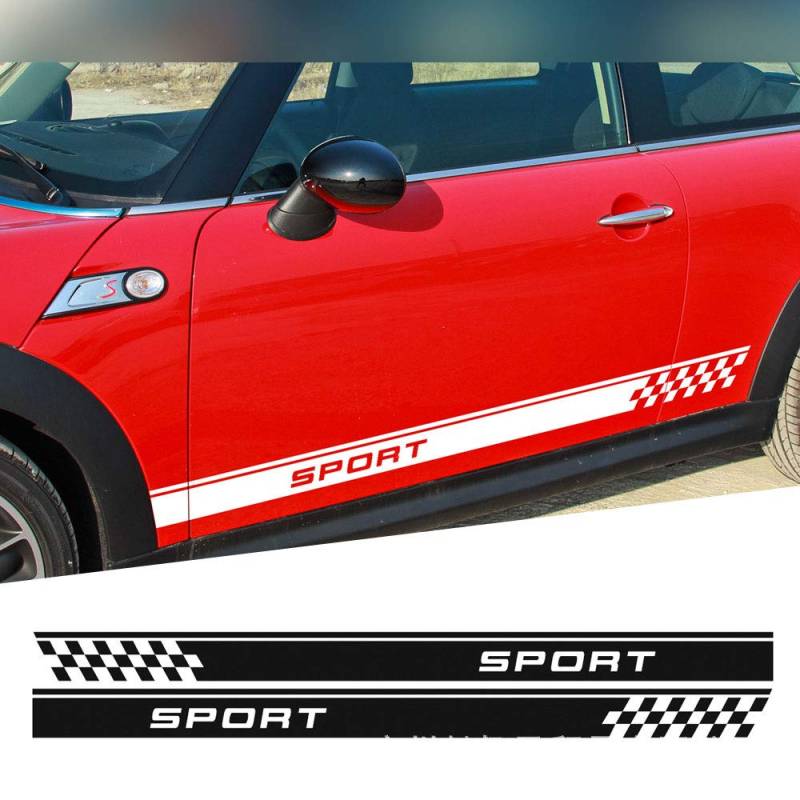 DSYCAR 1 Paar Auto Seite Aufkleber Schweller Sport Tür Seite Aufkleber Aufkleber Vinyl Tür Seite Aufkleber für Mini Cooper One S Countryman R60 Paceman R61 F55 F56 R56 R50 R53 (Rot) von Dsycar