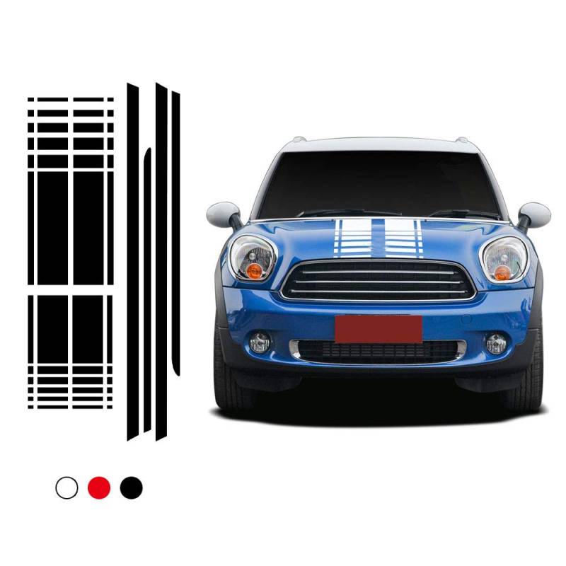 DSYCAR 1 Satz Motorhaube Kofferraum Rückseite Rock Racing Streifen Body Kit Aufkleber Auto Aufkleber für Mini Cooper Countryman R60 2013-2016 Zubehör (Rot) von Dsycar