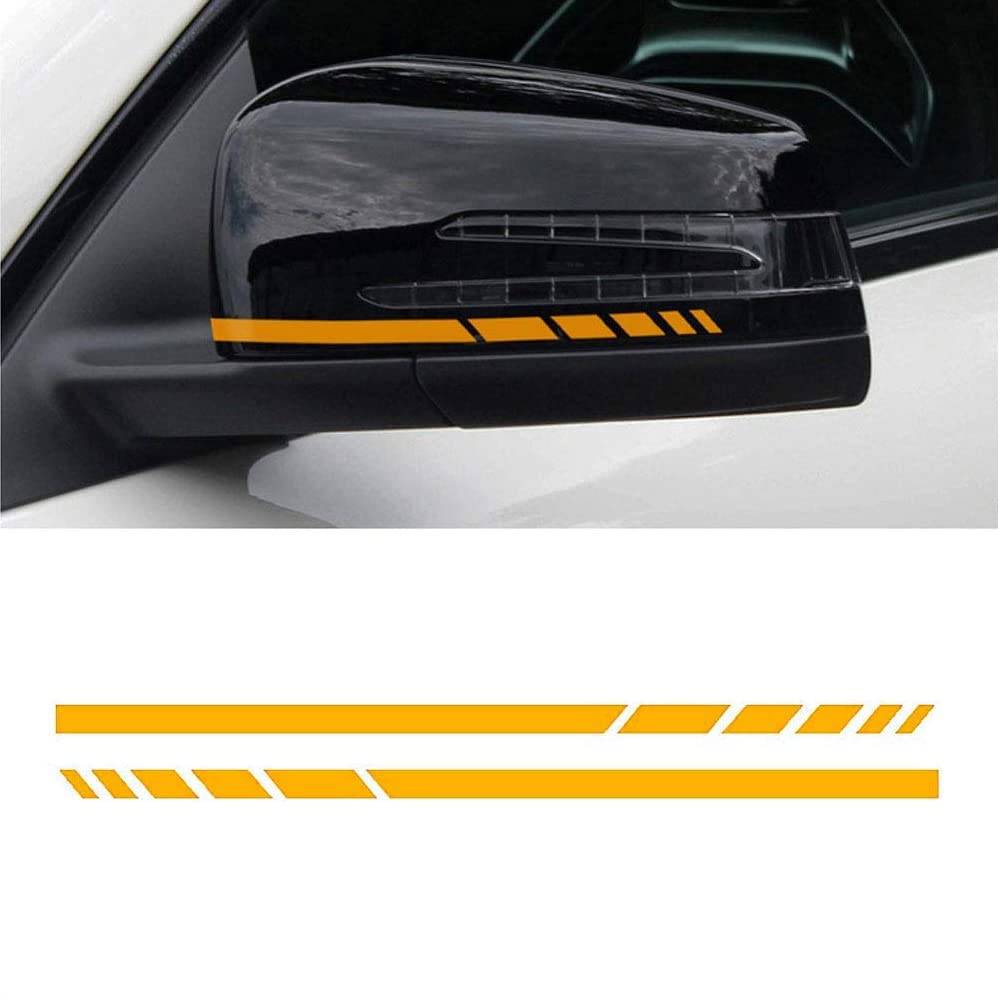 DSYCAR 2 Pair Auto Rückspiegel Aufkleber Reflektierende Aufkleber Vinyl Aufkleber Aufkleber Streifen Aufkleber für Benz Mercedes A C E Klasse W204 W212 W117 W176 (Gelb) von Dsycar
