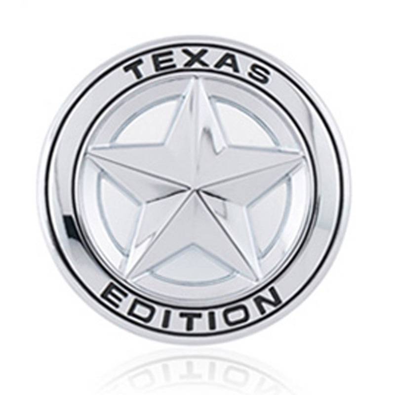 DSYCAR Durchmesser 3 "3D Metall TEXAS EDITION Stern Auto Emblem Bagde Aufkleber Decals für Universal Autos Motorrad Auto Styling Dekorative Zubehör (Silber) von Dsycar