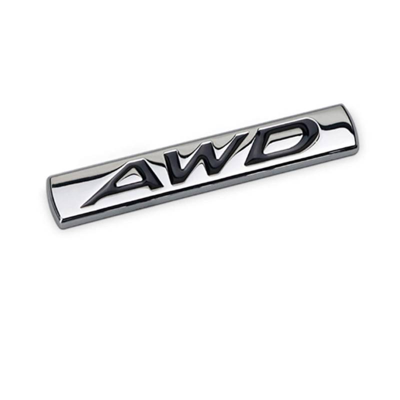 Dsycar 3D-Metall-AWD-Logo-Emblem für Heckklappe, Seitenaufkleber, Auto-Aufkleber, Chrom-Finish, Metall-Emblem, AWD-Abzeichen für Allradantrieb, SUV, Off-Road-Heckklappe (TYPE1# AWD) von Dsycar