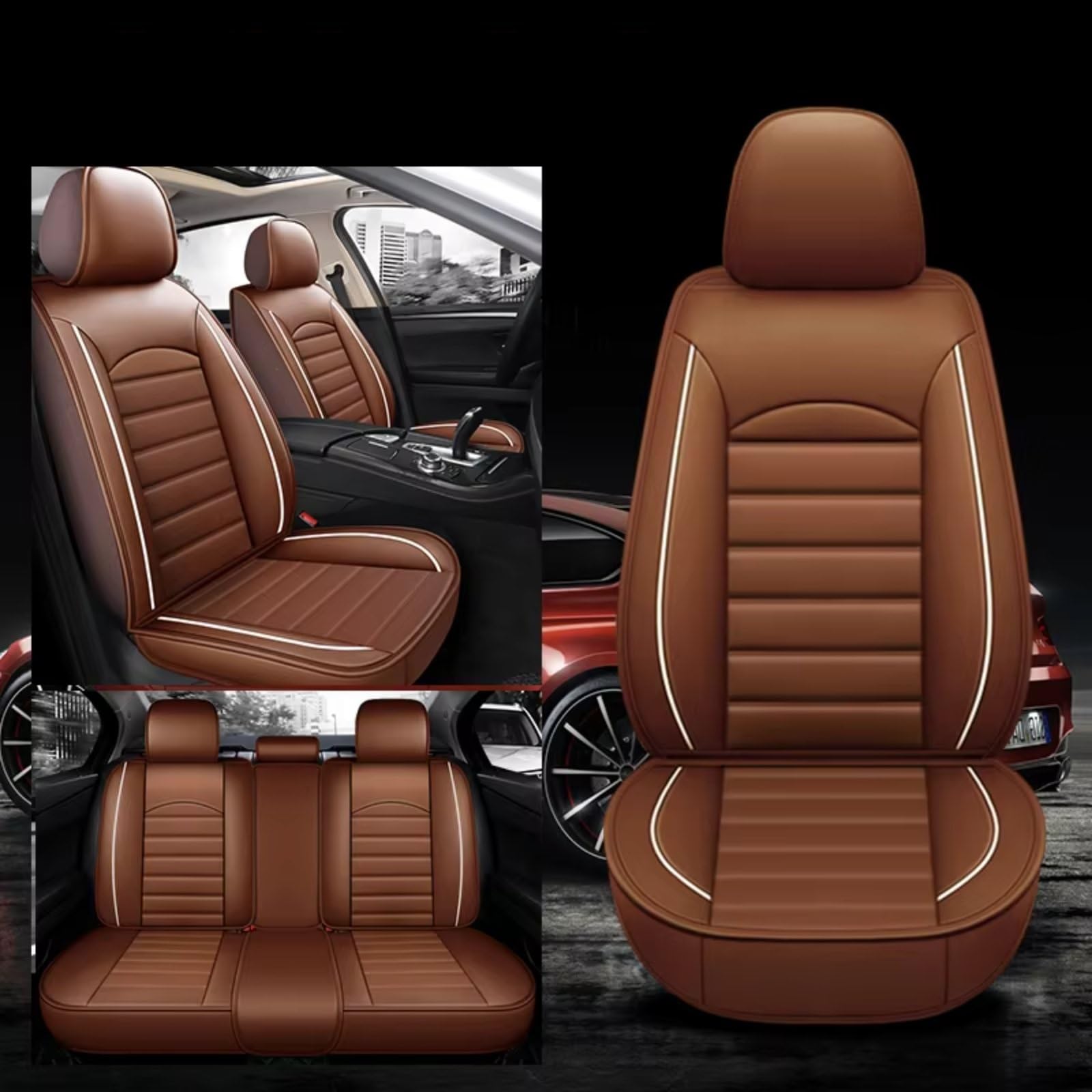 Für 7 Series E38 E65 F01 F02 F03 F04 G11 G12 Autozubehör Innendetails Sitzschutz Autositzbezug Auto Sitzbezüge(D Coffee 5 Seat) von Dtbdfak