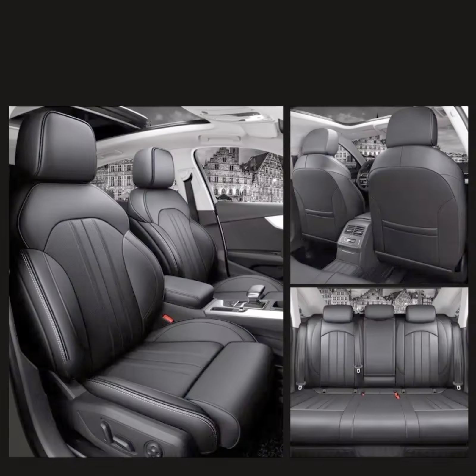 Für A4 A6 A3 Q5 Q7 TT A7 Q3 Autositzbezüge Kompletter Satz Mittelperforiert Echtes Leder Auto Sitzbezüge(E Gray) von Dtbdfak