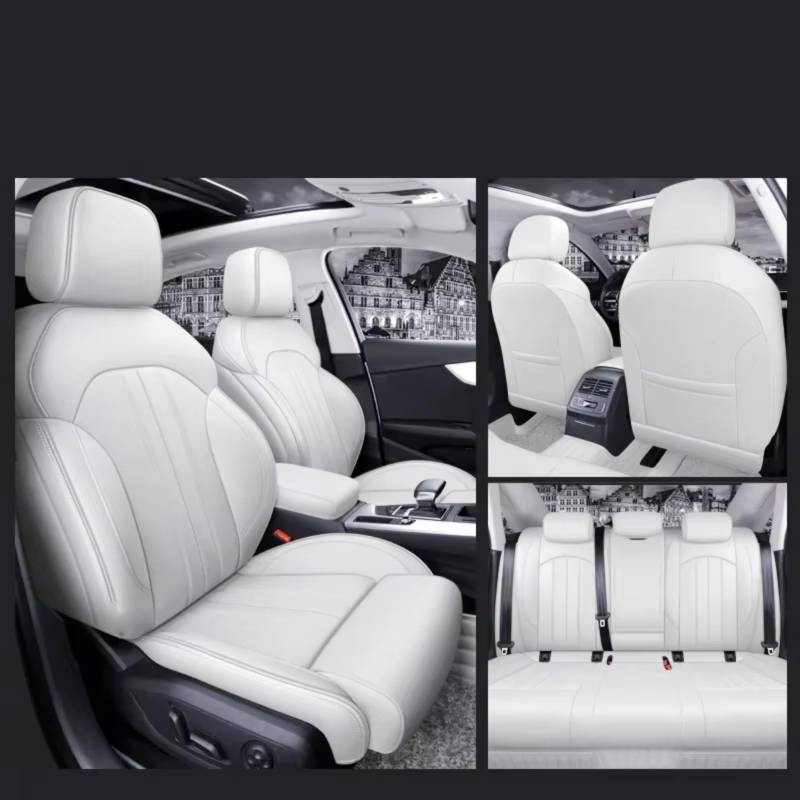 Für A4 A6 A3 Q5 Q7 TT A7 Q3 Autositzbezüge Kompletter Satz Mittelperforiert Echtes Leder Auto Sitzbezüge(F Pure White) von Dtbdfak