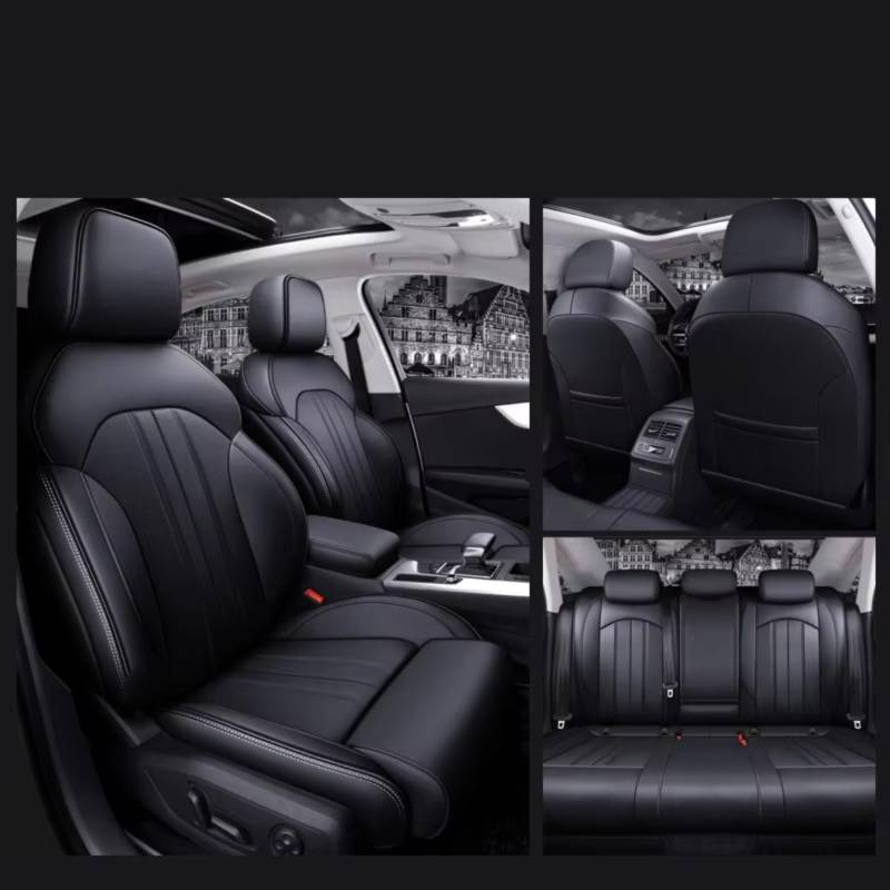 Für A4 A6 A3 Q5 Q7 TT A7 Q3 Autositzbezüge Kompletter Satz Mittelperforiert Echtes Leder Auto Sitzbezüge(H Black) von Dtbdfak