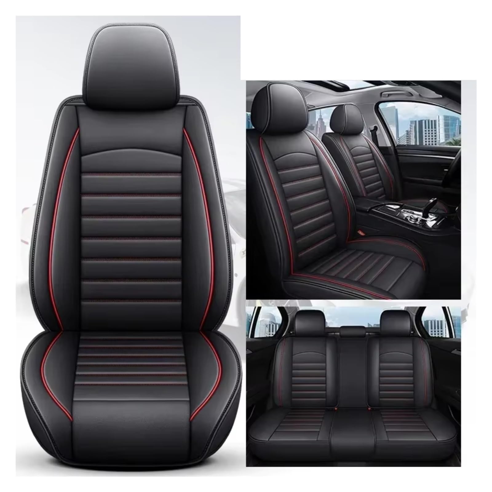 Für Benz Alle Automodelle E-KLASSE W210 W212 W213 C207 C238 Autozubehör Vollständige Abdeckung Autositzbezug Auto Sitzbezüge(C Black Red 5 Seat) von Dtbdfak