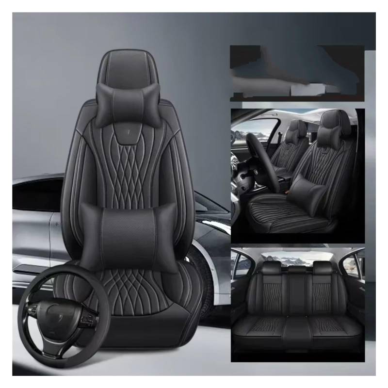 Für Cadillac Für Cts Für ATS CT6 Für XTS Für Escallade XT5 Für SRX Für DTS Vollständige Abdeckung Pu Leder Auto Sitz Abdeckung Auto Sitzbezüge(I Black 5 Seat) von Dtbdfak